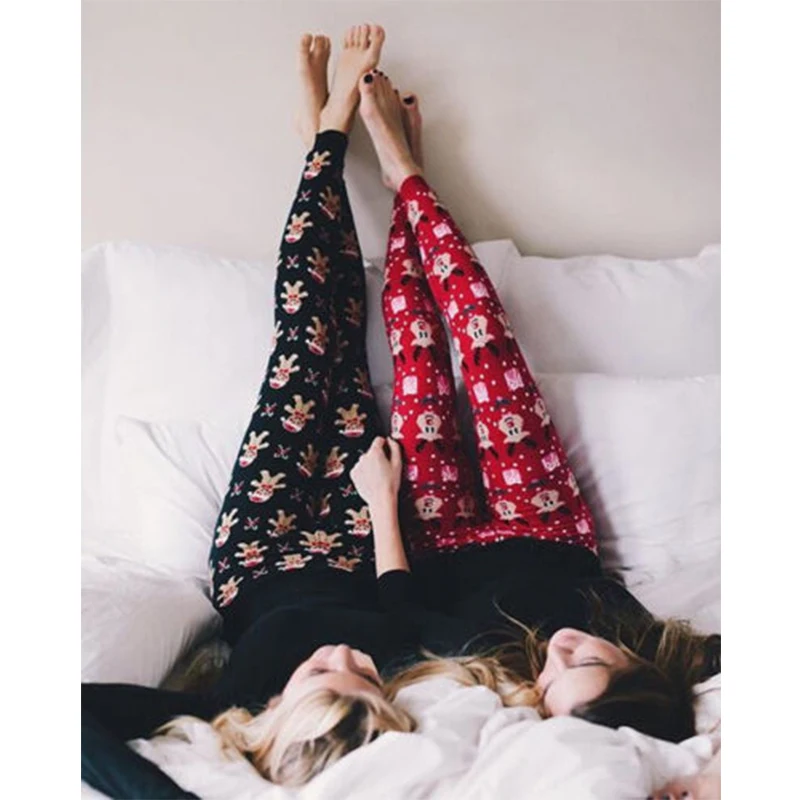 

Women Winter Warm Christmas Snowflake Leggings Cotton Skinny Pants