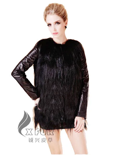 Cx-g-b-67 Высокое качество Новинка года зимняя Мода Для женщин длинные волосатые лохматый натуральной козьей Мех животных кардиган жилет пальто