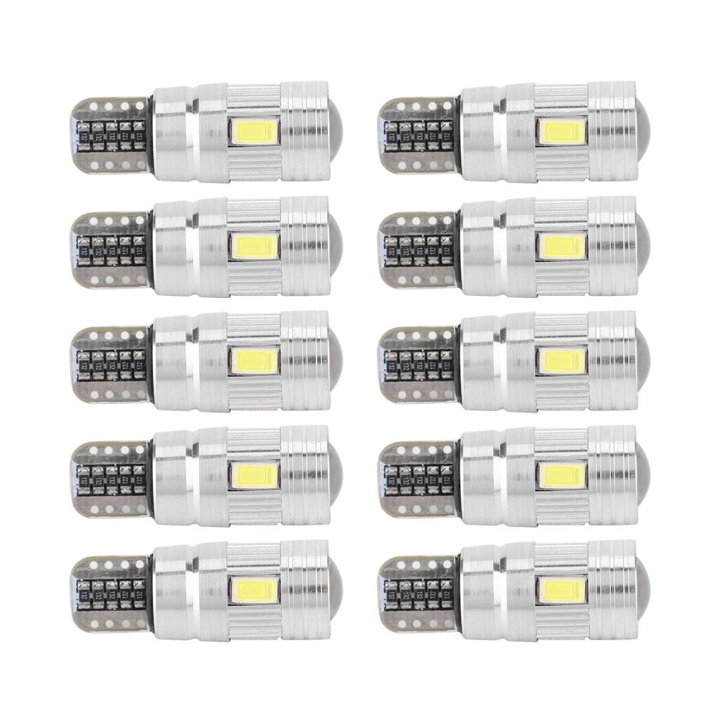 10 шт. T10 5630 6SMD W5W автомобильное декодирование светодиодный лампы Canbus Error Free Боковой габаритный фонарь освещения номерного знака «автомобильное парковочных огней