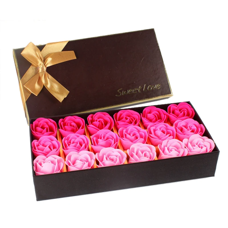 18 шт. креативный градиент моделирование мыло в форме розы розовый красный