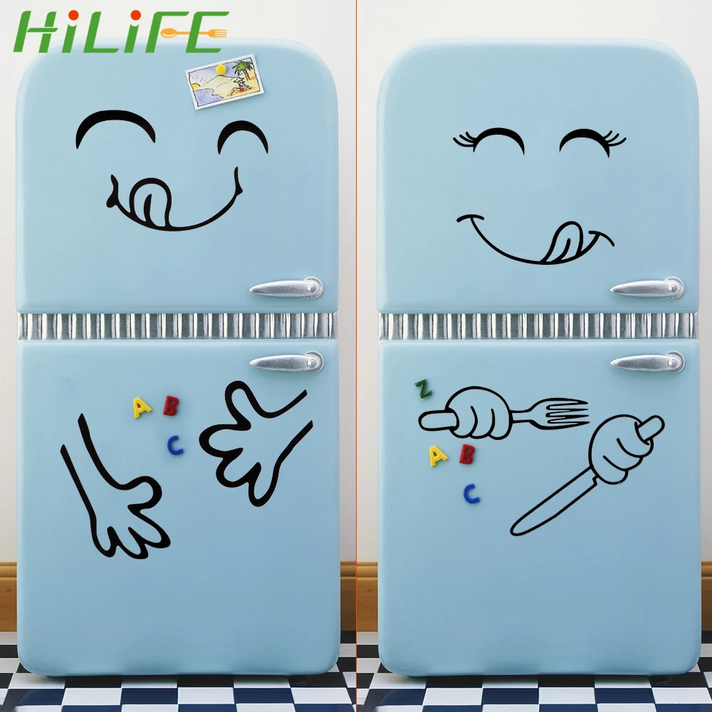 

HILIFE Decoration Stickers Vinyl Stickers Happy Delicious Face Wall Stickers Home Decors Cute Fridge Sticker Posters