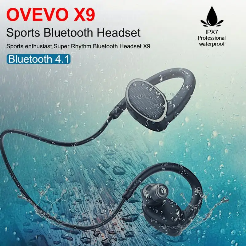 

For OVEVO X9 Sports Bluetooth Headset Running Wireless In-ear Swimming Full IPX7 Waterproof Earphone Ear Hook With Micorphone