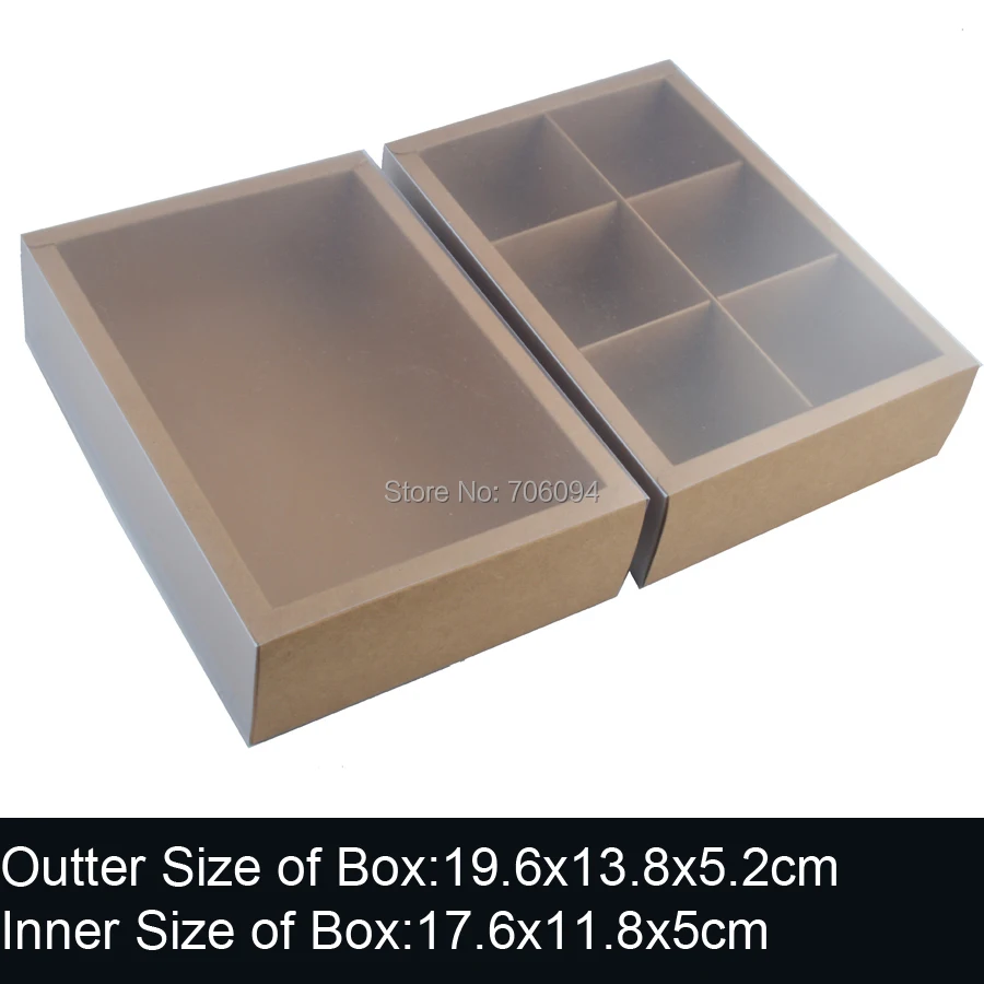 

10PCS 19.6x13.8x5.2cm Brown slid drawer Craft Paper box for Wedding Favors Candy gift cake custom