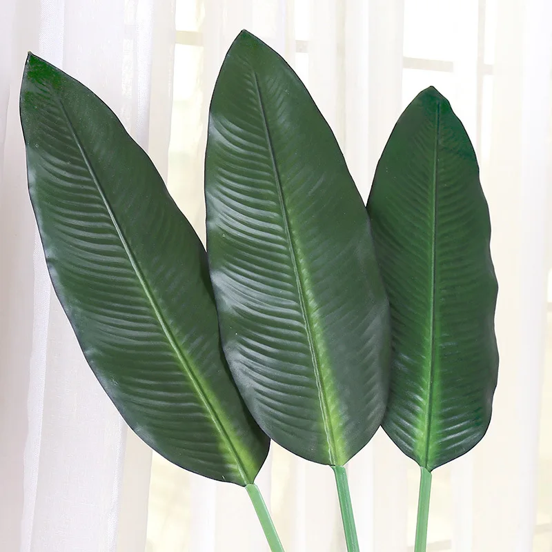 6 pçs grandes folhas ramos de plantas de árvore verde artificial folha de  banana floral casamento decoração para casa folhas tropicais 85  115cm|Flores secas artificiais| - AliExpress