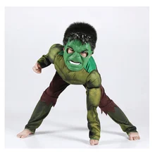The Hulk Costume The Avengers Superhero Cosplay Purim Kids Boys Clothing Halloween Muscle Jumpsuits And Mask Fancy Dress new arrival child boys the avengers superhero muscle thor costume