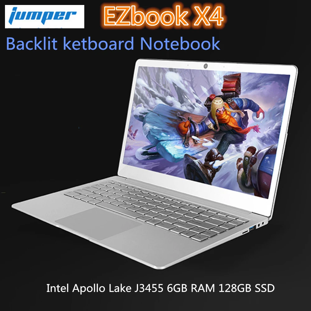 Jumper EZbook X4 ноутбук 14 &quotips металлический корпус Intel Celeron quad core J3455 6 ГБ 128 клавиатура с