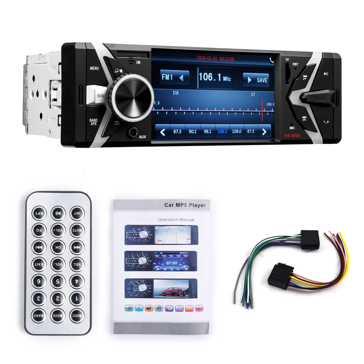 1 Din 4 дюймов экран автомобиля Радио Стерео MP5 плеер Bluetooth Handsfree Поддержка системы заднего вида AUX TF карта MP3 плеер авторадио