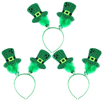 

3pcs St Patricks Day Green Clover Mini Portable Sequin Hair Clasp Headband Hair Hoop for Party Supplies Girl Women