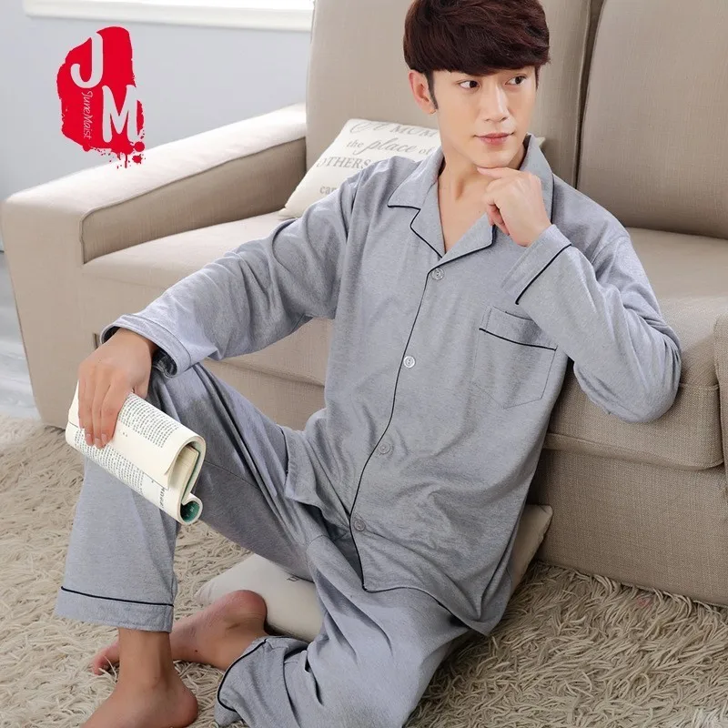 

Spring Pyjama Men Set Cotton Long Sleeve Pijama Men Suit Autumn Solid Pajamas Male Sleepwear Two Piece Pajama Man L XL XXL XXXL