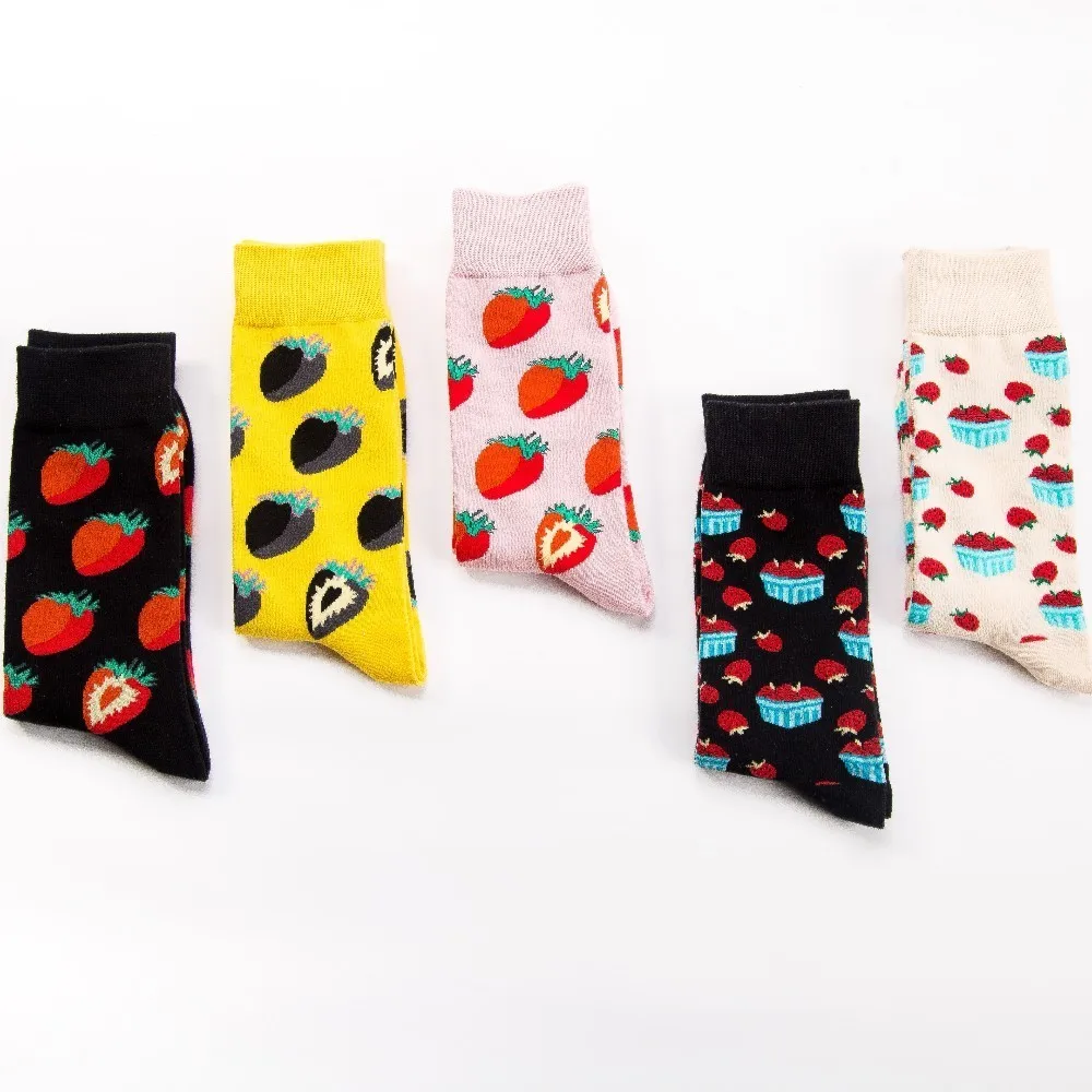 

Fashion Original Mens Socks Cotton Colorful Dress Happy Socks Novelty Animal Strawberry Patterned Harajuku Men Sock hip hop Gift