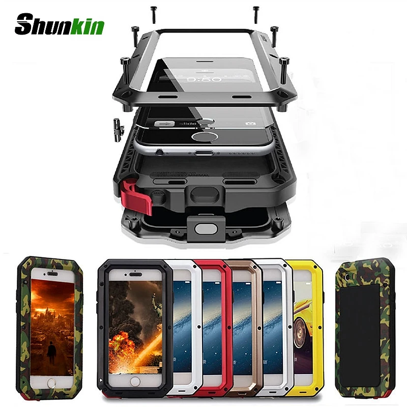 

Heavy Duty Protection Doom armor Metal Aluminum phone Case for iPhone XS XR XS Max 6 6S 7 8 Plus X 5 5S SE Shockproof Cover Case