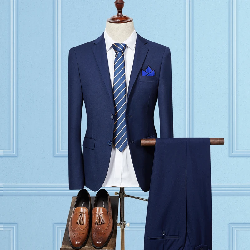 (Куртка + штаны) костюмы для мужчин 2021 Сезон весна осень Мужская Slim Fit Нарядные