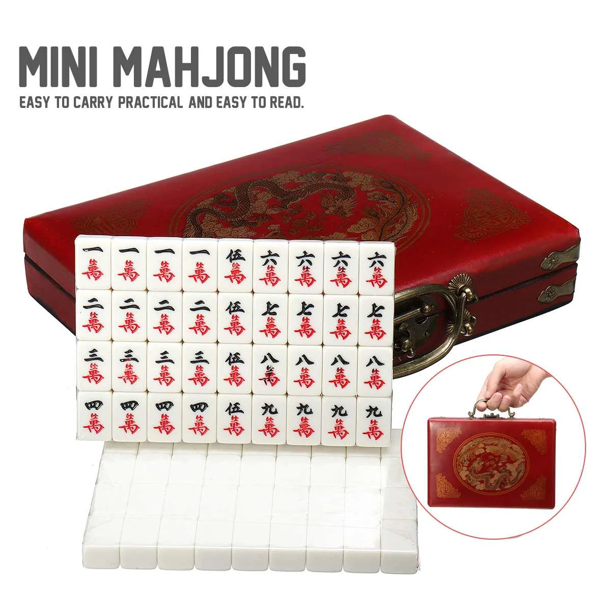 

Multi-color Portable Vintage Mahjong Top Quality Card Games 144 Tiles Mah-Jong Set Rare Chinese Toy With Bamboo Box Party Gifts