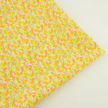 С оранжевыми цветами и зелеными листьями конструкций лоскутное хлопок Ткань Tecido текстильной украшения Вышивание Ткань плотная Куклы