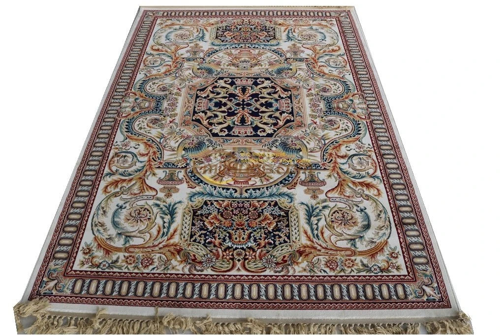 Вискозный французский ковер около 5,3 'X 7,6' машинный изготовленный толстый плюшевый ковер, ковер на заказ 1ivorygc161savyg28