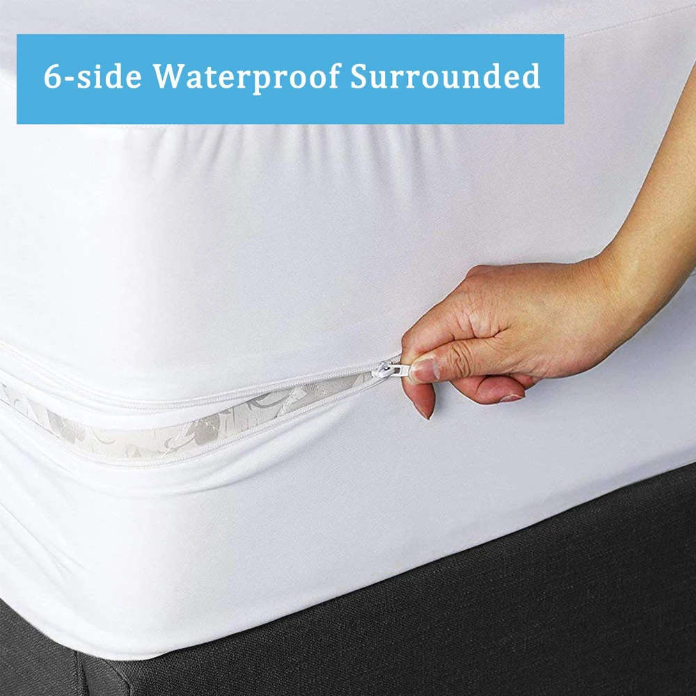  Turetrip All Size Smooth Zipper Waterproof Mattress Cover Bed Bug Proof Mattress Protector Fully Co