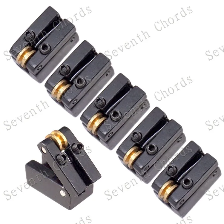 

A Set 6 Pcs Black Headless Guitar Bridge Accessories String Roller Saddle
