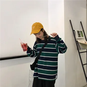 

Harajuku Sweatshirt Women Kawaii Stripe Sweatshirt Loose Hoodies Womens Clothing Sudaderas Mujer Gothic Streetwear