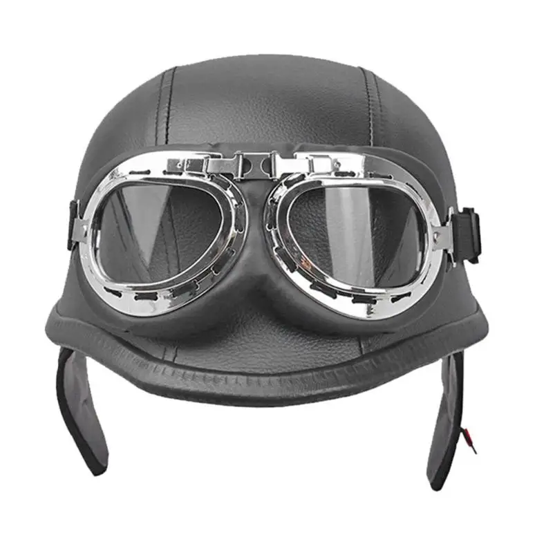 

Unisex Bicycle Riding Helmet Universal Vintage Motorcycle Helmet Open Face Protection Helmet with Goggles for Harley