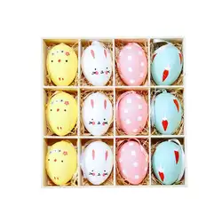 12 шт./кор. Пластик кролик висит пасхальные яйца вечерние украшения детский сад детские игрушки