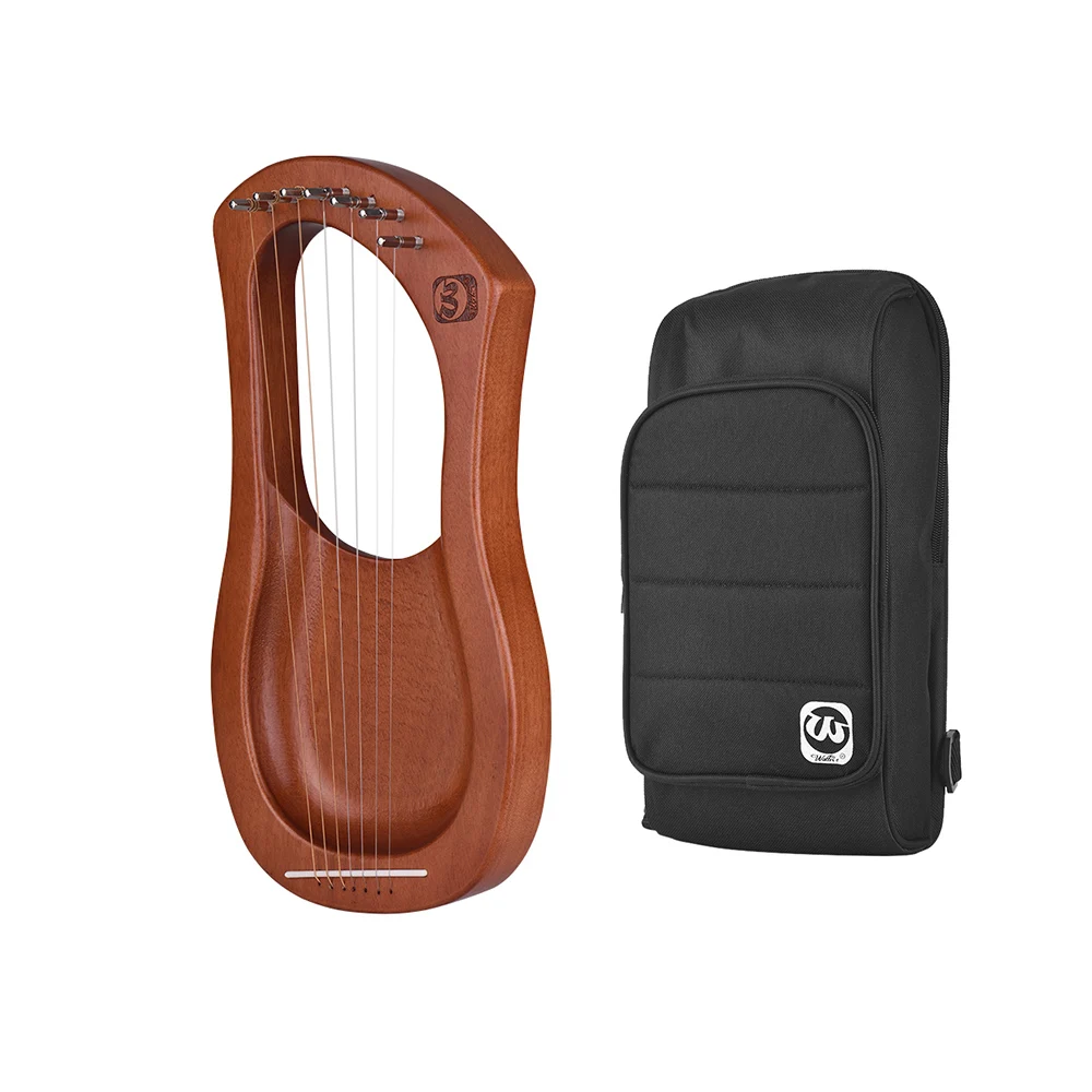 

WH04/WH05/WH06 7-String Wooden Lyre Harp Metal Strings Birch Solid Wood String Instrument with Carry Bag