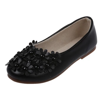 

White Children Shoes Girls Shoes Princess Girls Fashion Single Shoes Lovely PU Flower Floral kids Shoes Soft Sole leather Flat