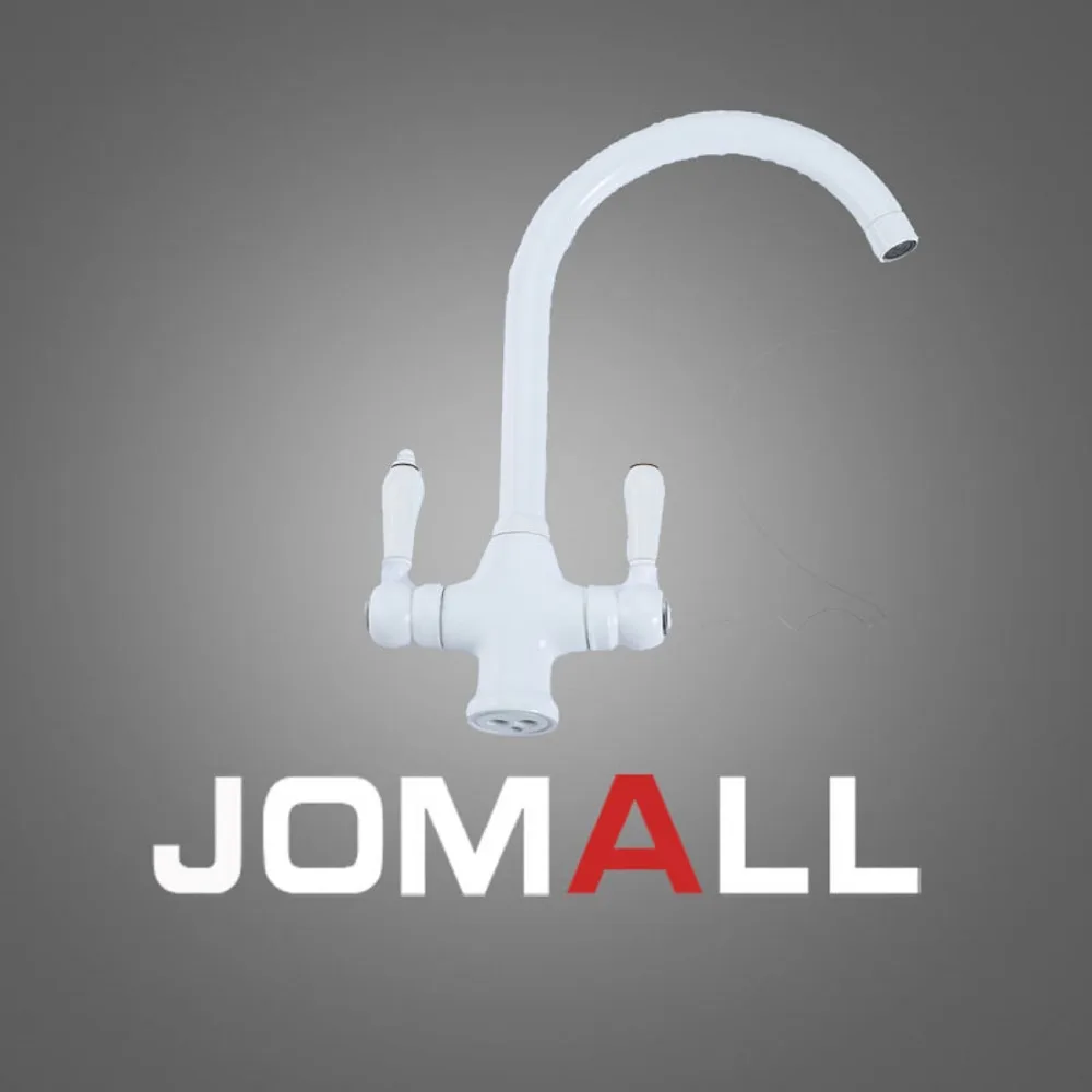 

Elegant White Kitchen Faucet Swivel Spout Vessel Sink Mixer Tap Deck Mounted Ceramic Handle