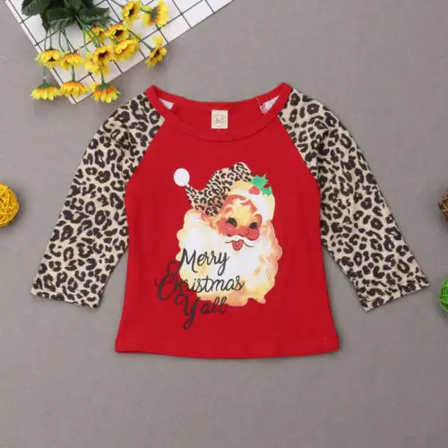 Family Matching Outfits Women Kids Xmas Santa Claus Tops Christmas Tee T-Shirt Blouse