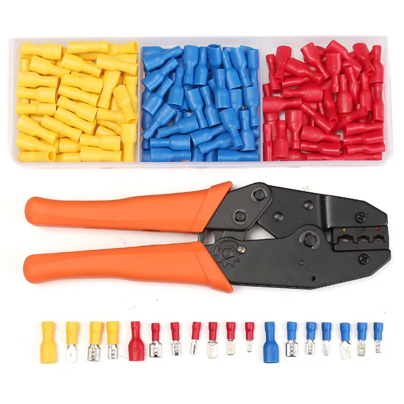 

900Pcs Wire Crimping Tool Kit 22-10AWG With Crimping Plier Electrical Assorted Wire Sleeves Ferrule Crimp Stripper Terminals Kit
