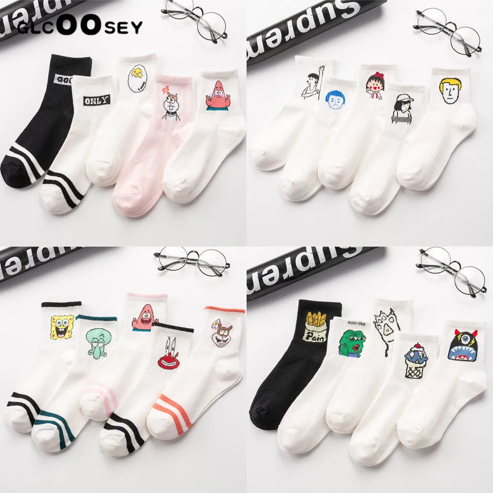 

Fashion Cartoon Character Cute Short Socks Women Harajuku Cute Patterend Ankle Socks Hipster Skatebord Ankle Funny Socks Female