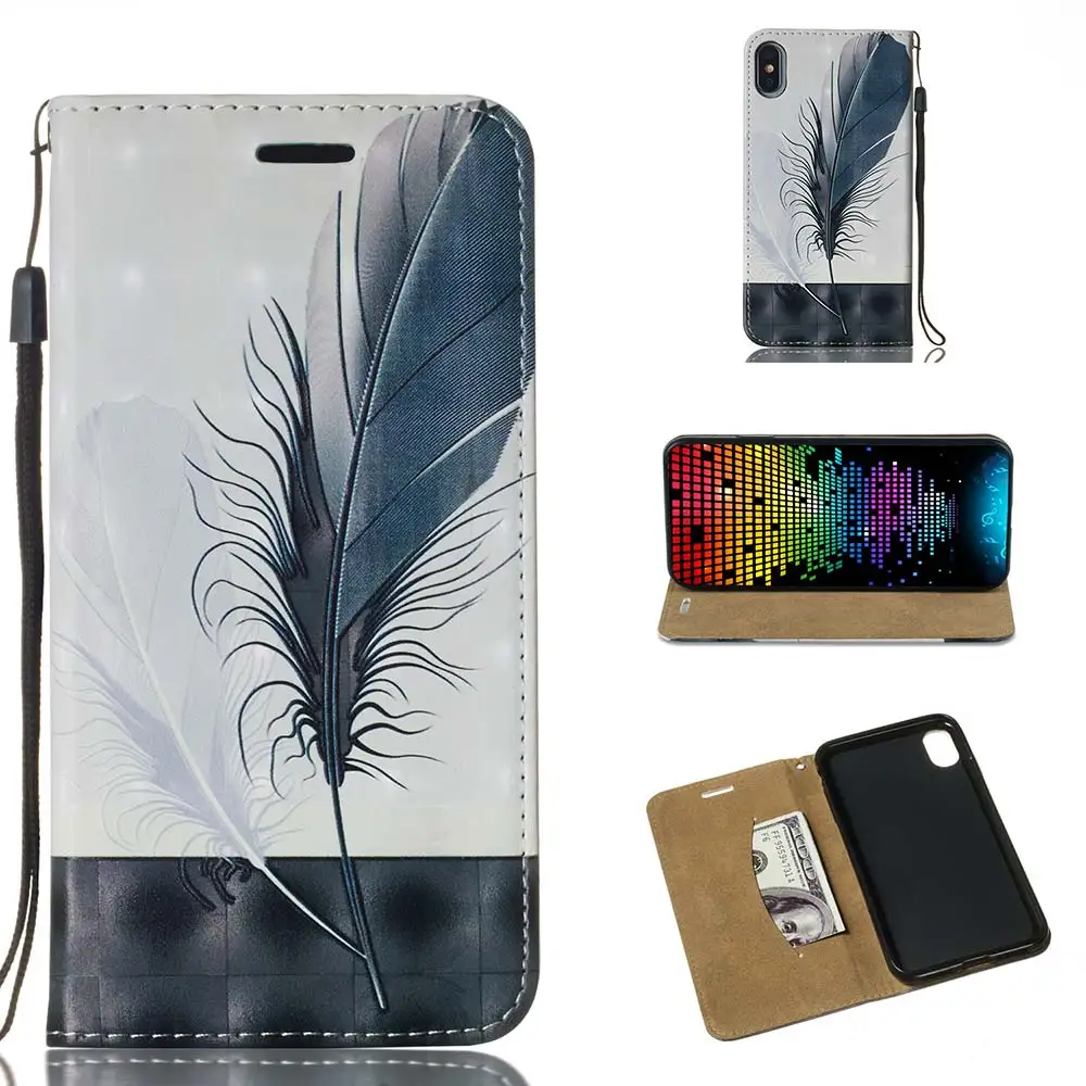 KISSCASE 3D принтер кожаный чехол для iPhone XSMAX XR SE 5S 7 8 Plus кошелек слот карт телефона 5 6 6s