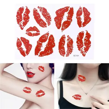 

6pcs Temporary Tattoo Stickers Sexy Lips Pattern Water-proof Stickers Body Decorations Stickers