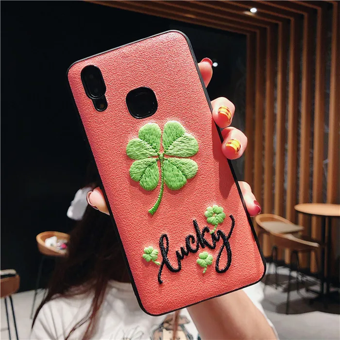 3D вышитый светящийся чехол Lucky Grass для Samsung Galaxy S10 Plus S10E S9 S8 Note 8 9 задний