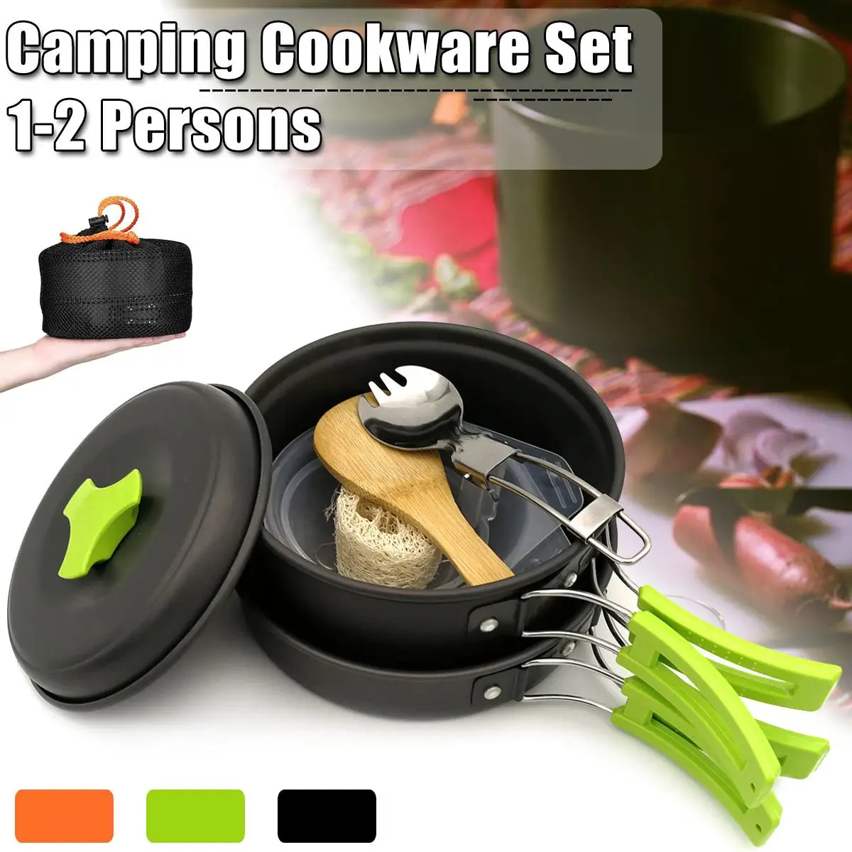 

10pcs/set 1-2 People Camping Cookware Outdoor Cookware Set Camping Tableware Cooking Set Travel Tableware Hiking Picnic Set
