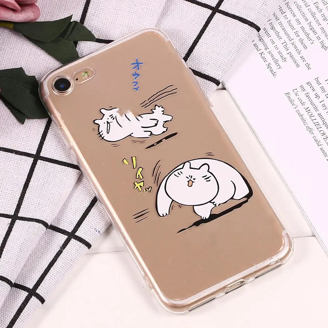 iPhone Fitted Soft Cover Cartoon For Proof 8/ TPU Clear Dust Cat x 1 7/ Shockproof Back iPhoneX Case 6S/ |