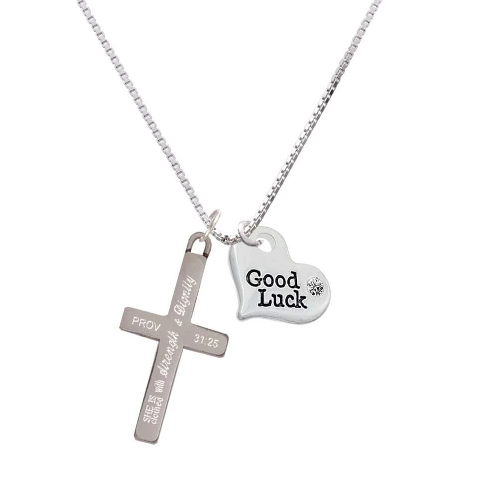 Large Good Luck Heart - Strength and Dignity Cross Necklace | Украшения и аксессуары