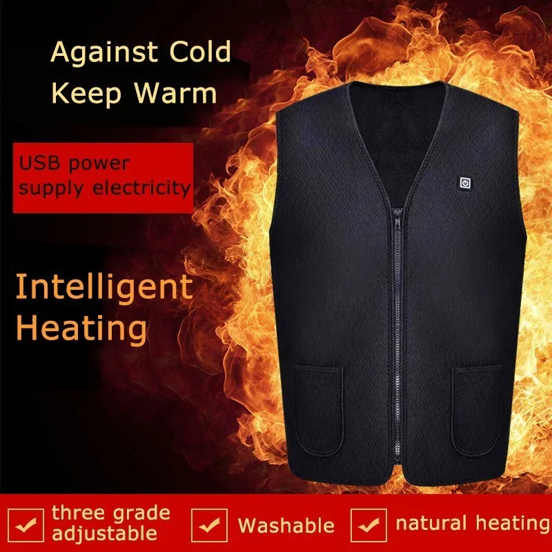 

VEAMORS Men And Women Keep Warm Vest Winter Thicken Intelligent Heated Jackets Outdoor Climbing Hiking Waistcoat Men Zipper Top