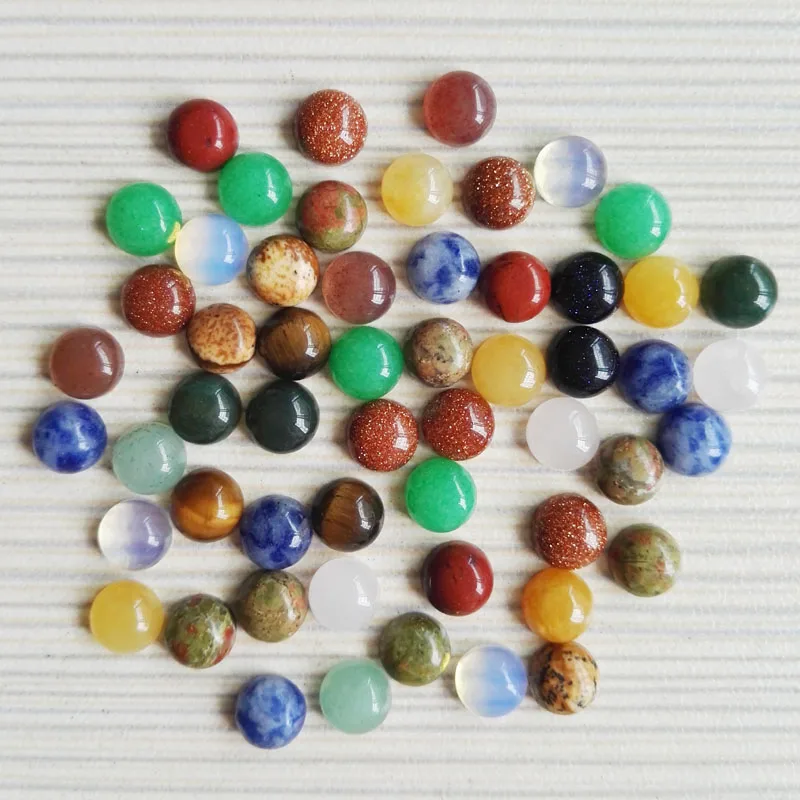 

fashion 6MM hight quality assorted natural stone round mixed charm cabochon bead for jewelry making Ring accessories 50Pcs/lot