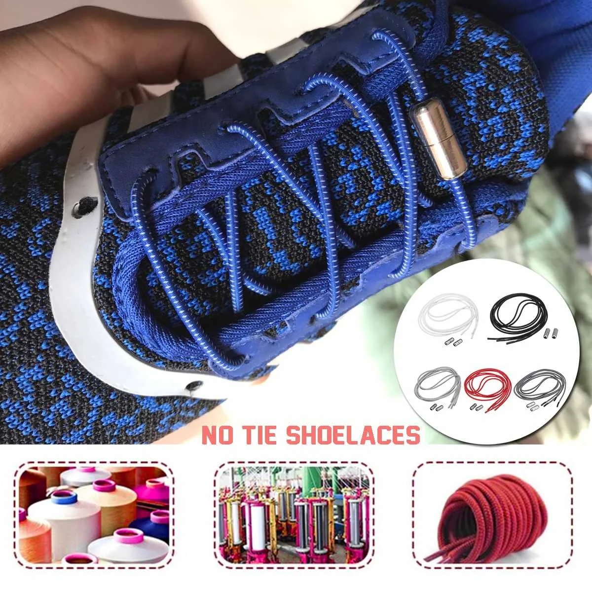 Unisex Adults Kids Elastic Lazy Round Shoe Laces Sneaker Boot No Tie