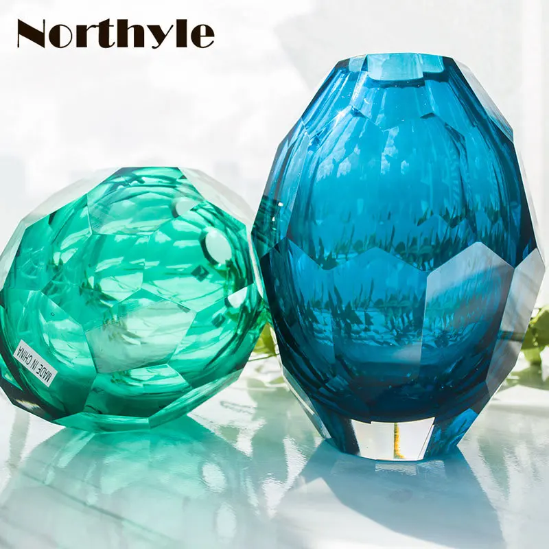 

DH Luxury rhomb Glass Vase bottle creative home decoration Flower glass flower bottle wedding decor home furnishing vase