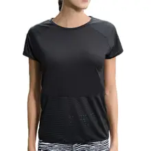 Для женщин короткий рукав быстросохнущие футболки Сексуальная черная сетка дышащие свободные безрукавки для тренажерный зал с йогой