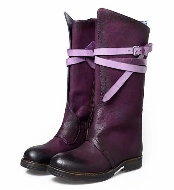 De Botas Hebilla Cinturón Mujer Black orange Fondo Estilo Grueso Bajo Cuero Moda brown Retro Real Tacón Knight Planas Punk dq0wCxpd