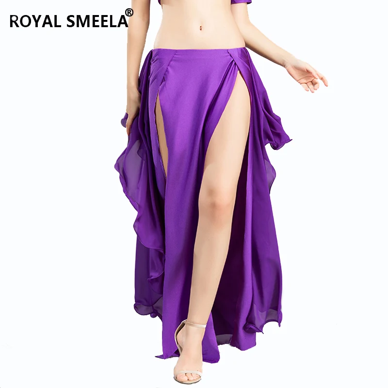 ROYAL SMEELA Belly Dance Skirt Tribal Two Side Slit Skirt Belly Dance Costume for Women Maxi Skirt Satin Dancing Skirts ROYAL SMEELA Belly Dance Skirt Tribal Two Side Slit Skirt Belly Dance Costume for Women Maxi Skirt Satin Dancing Skirts