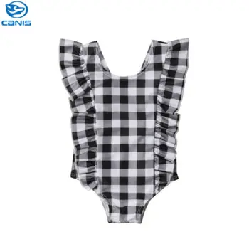 

Adorable Newborn Baby Girl Swimwear Ruffle Plaid Romper Jumpsuit Sunsuit Outfit Summer Outfit