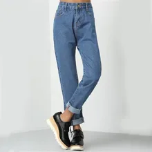 Синие свернутые Джинсы женские Весенние Новые поступления прямые джинсы со средней талией для мам уличная мода свободные брюки женские