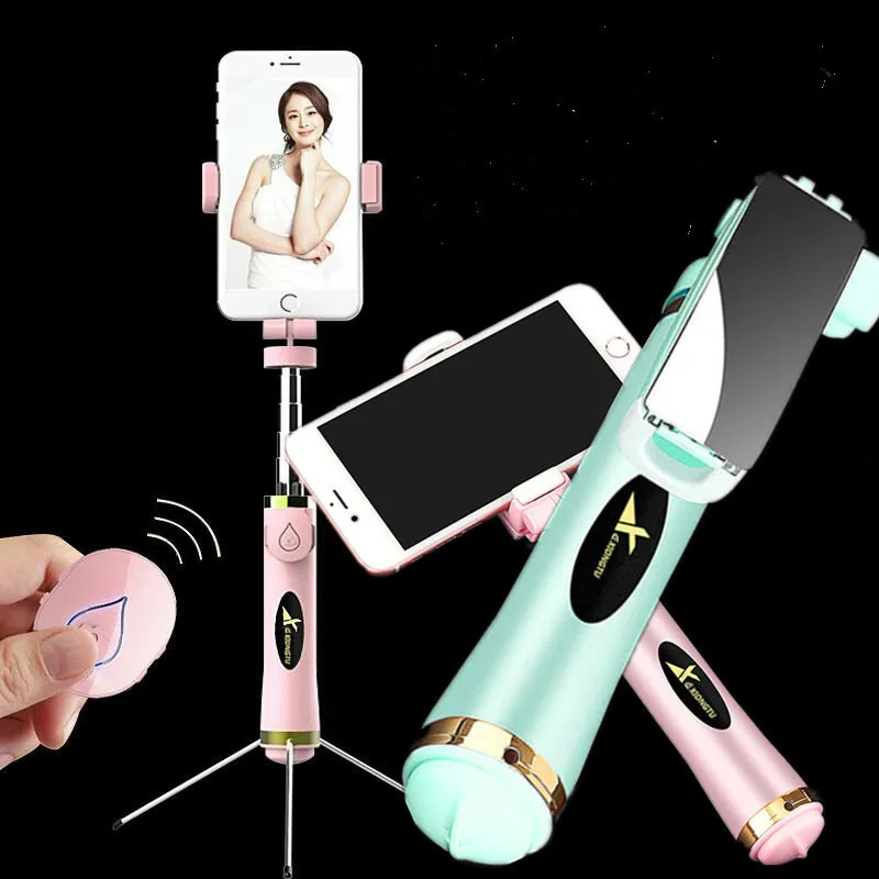 

Hidden tripod selfie stick mobile phone Bluetooth selfie stick comes with metal three-legged selfie