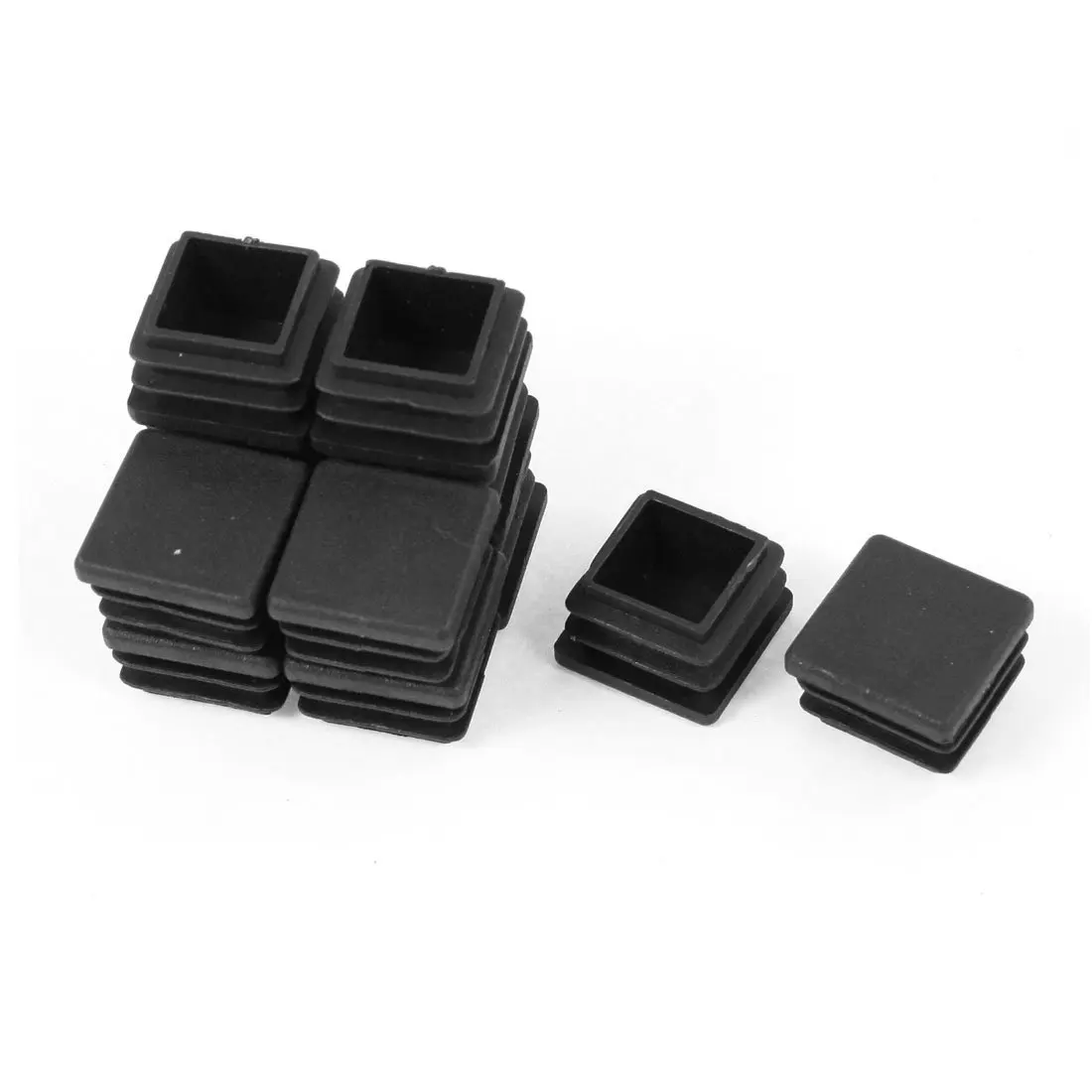 

12 Pieces Plastic Black Square Plugs for The Ends Table leg End Inserted Tube 20mm x 20mm