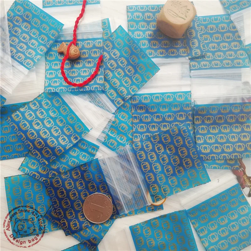 Печать Ziplock сумки 50-100 шт королевская Золотая Корона дизайн сумки с принтом " X 2" ювелирный контейнер для еды сумки