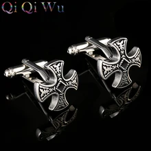 Luxury Shirt Cufflinks for Mens Gift Brand Vintage Cuff Buttons Iron Cross Cuff links Black High Quality Abotoaduras Jewelry