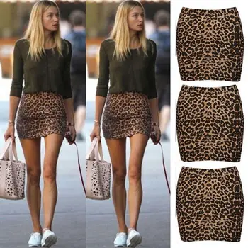 

New Fashion Womens Leopard Printed Short Skirt High Waist Pencil Bodycon Hip Mini Skirt Soft Leopard Pencil Skirts